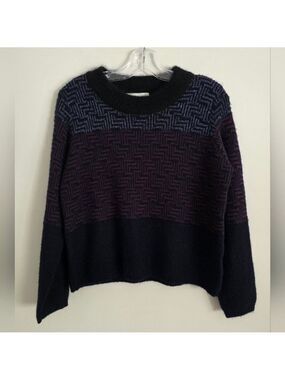 MUNTHE | Angora Sweater Geo Stripes Navy Sz 8